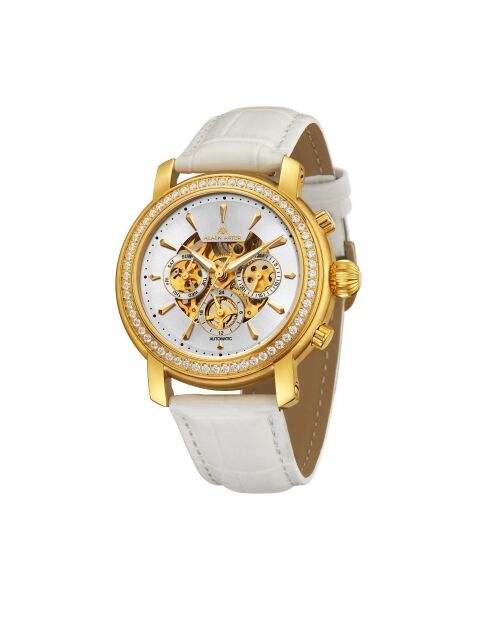 Orologio automatico in pelle principessa dorato/bianco