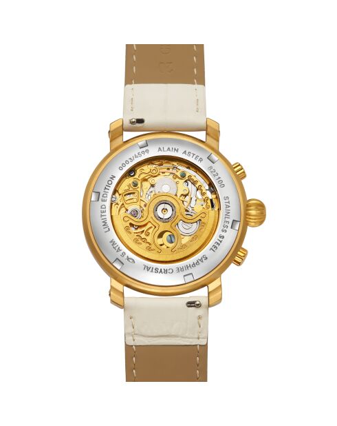 Orologio automatico in pelle principessa dorato/bianco