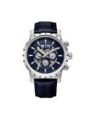 Montre automatique en cuir cosmic argenté/bleu