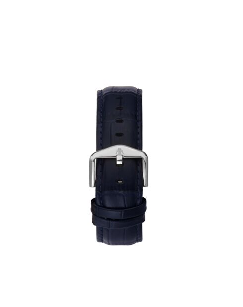 Montre automatique en cuir cosmic argenté/bleu