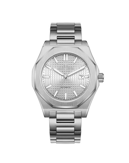 Montre automatique en acier inoxydable Fortress King argentée