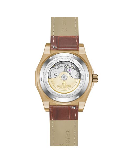 Montre automatique en cuir fortress king doré/brun