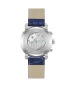 Montre automatique en cuir cyclone argenté/bleu