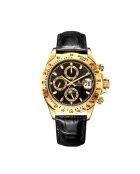 Gold/schwarze Commander-Automatikuhr aus Leder