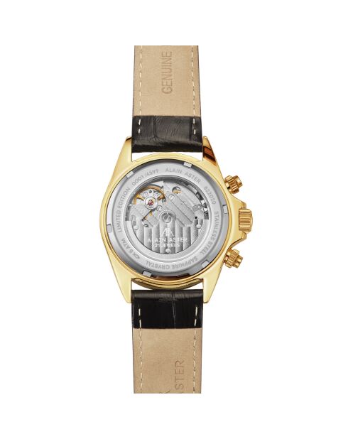 Gold/schwarze Commander-Automatikuhr aus Leder