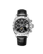 Automatikuhr Commander aus Leder in Silber/Schwarz