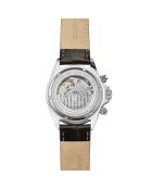 Automatikuhr Commander aus Leder in Silber/Schwarz