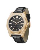 Fortress King goud/zwart automatisch leren horloge