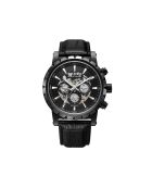 Reloj automático de cuero cósmico negro ionizado