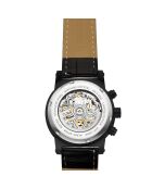 Reloj automático de cuero cósmico negro ionizado