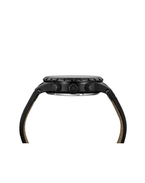Reloj automático de cuero cósmico negro ionizado