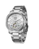 Montre automatique en acier inoxydable Cyclone argentée