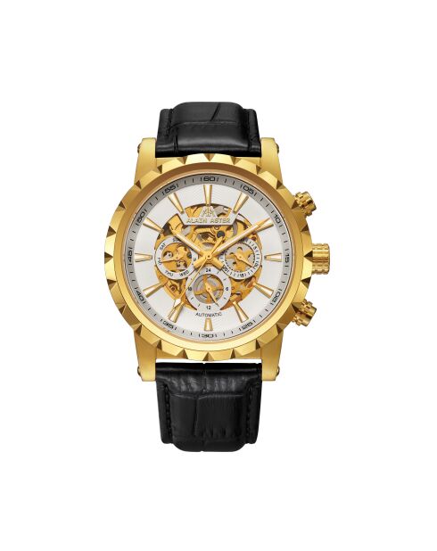 Montre automatique en cuir cosmic doré/noir