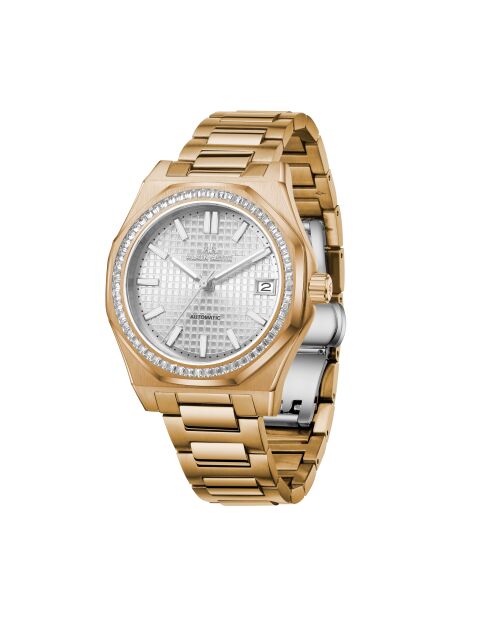 Orologio automatico Fortress Queen in acciaio inossidabile oro/rosso