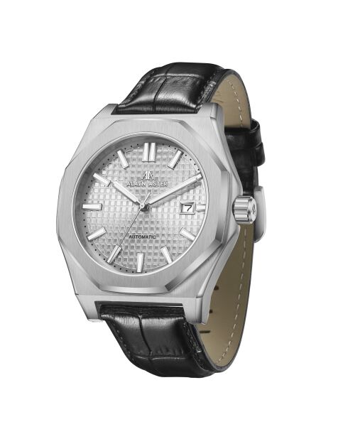 Fortress King zilver/zwart automatisch leren horloge