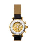 Goud/zwart automatisch horloge van skeletleer