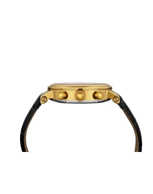 Goldene/schwarze Automatikuhr aus Skelettleder