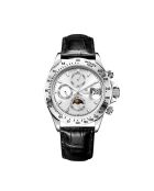 Automatikuhr Commander aus Leder in Silber/Schwarz