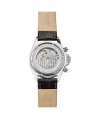 Automatikuhr Commander aus Leder in Silber/Schwarz