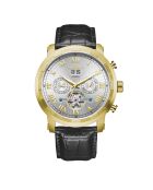 Montre automatique en cuir  cyclone doré/noir