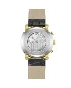 Montre automatique en cuir  cyclone doré/noir