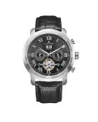 Zilver/zwart automatisch horloge van cycloonleer