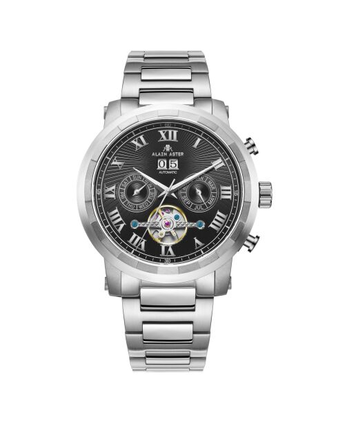 Montre automatique en acier inoxydable Cyclone argentée