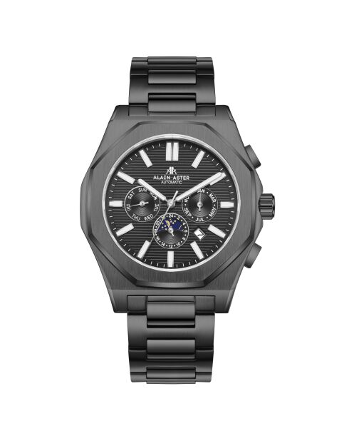 Montre automatique en acier inoxydable Fortress plaqué ionique noir