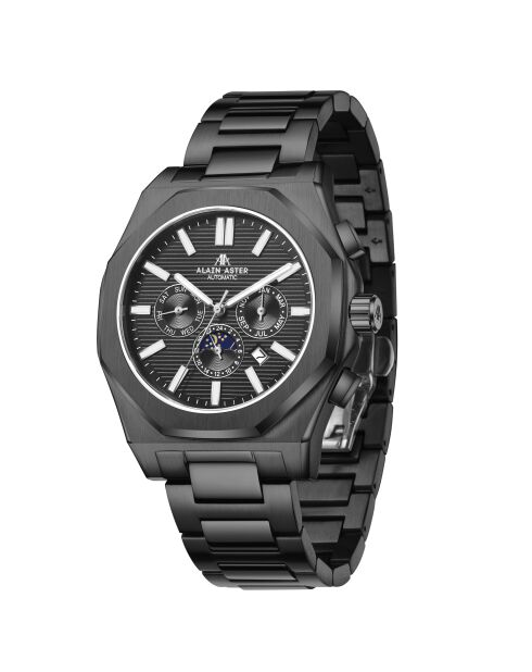 Montre automatique en acier inoxydable Fortress plaqué ionique noir