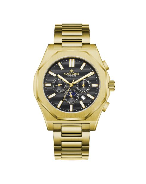 Montre automatique en acier inoxydable Fortress dorée