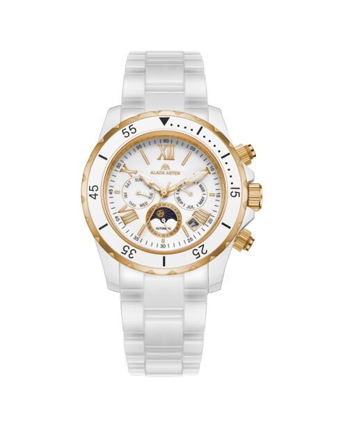 Montre automatique en céramique Gladiator argenté/blanc