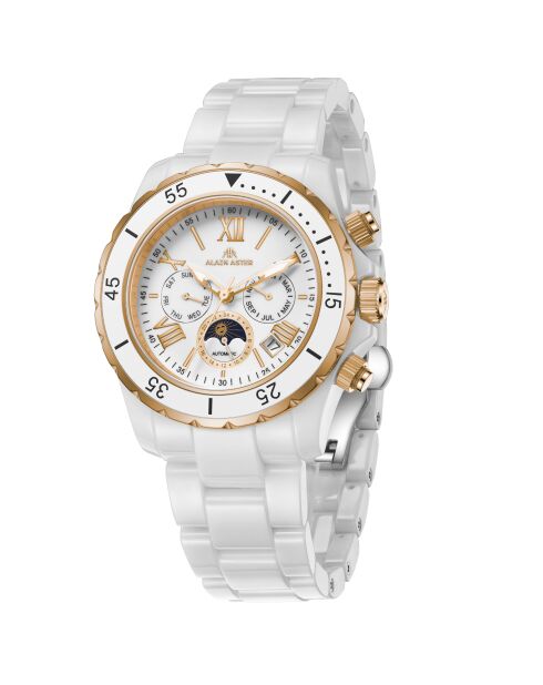 Montre automatique en céramique Gladiator argenté/blanc