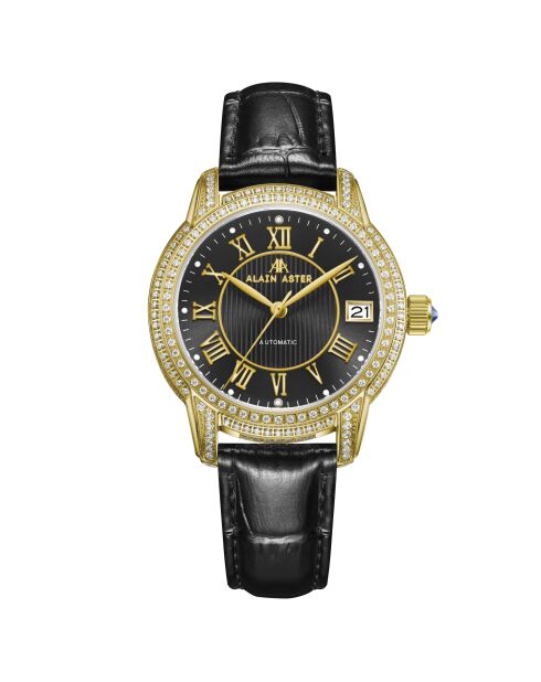The Empress Automatikuhr aus goldfarbenem und schwarzem Leder