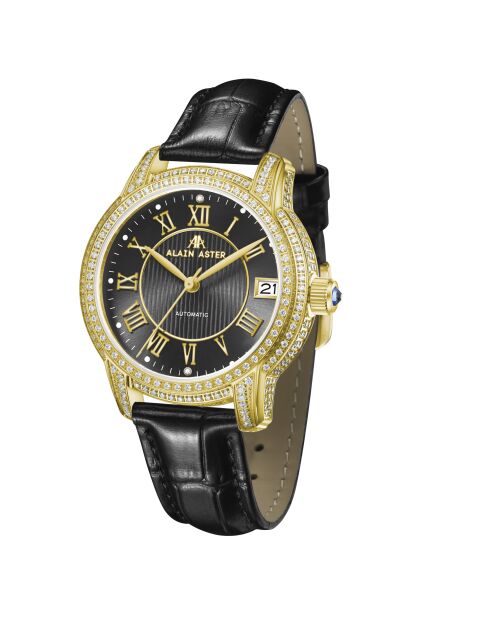 The Empress Automatikuhr aus goldfarbenem und schwarzem Leder