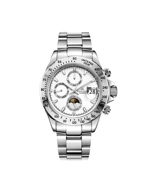 Montre automatique en acier inoxydable Commandant argentée