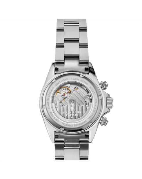 Montre automatique en acier inoxydable Commandant argentée