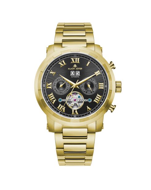 Montre automatique en acier inoxydable Cyclone dorée