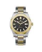 Reloj automático de acero inoxidable plateado y dorado Fortress King
