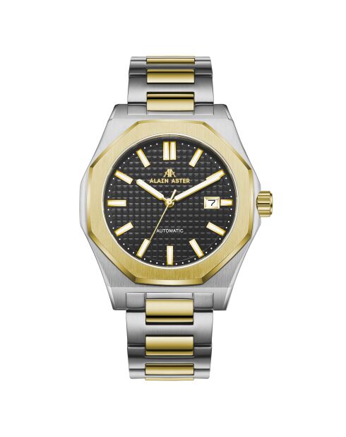 Montre automatique en acier inoxydable Fortress King argenté/dorée