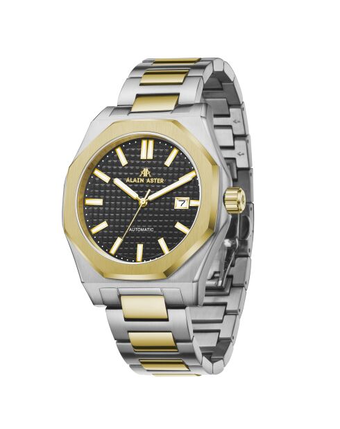 Montre automatique en acier inoxydable Fortress King argenté/dorée