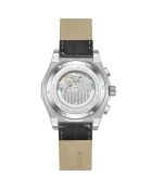 Reloj automático de piel Fortress plateado/negro