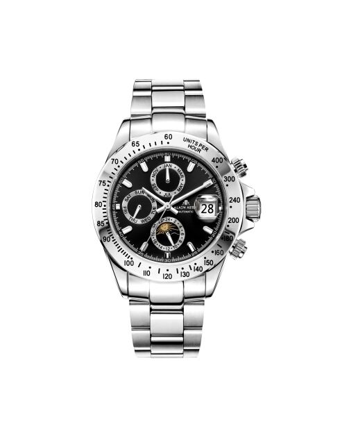 Montre automatique en acier inoxydable Commandant argentée