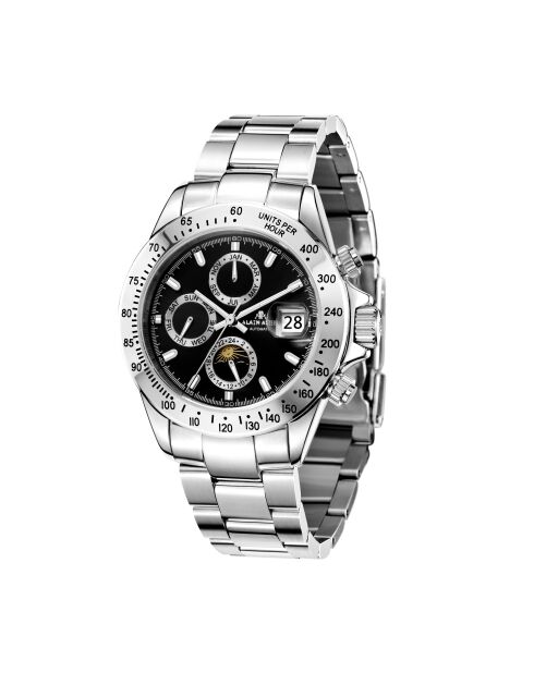 Montre automatique en acier inoxydable Commandant argentée