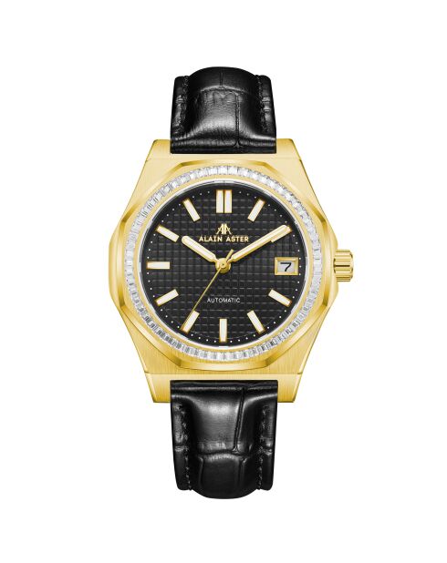 Fortress queen goud/zwart automatisch leren horloge
