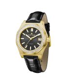 Fortress queen goud/zwart automatisch leren horloge