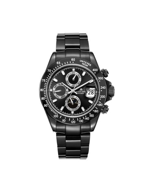 Montre automatique en acier inoxydable Commandant plaqué ionique noir