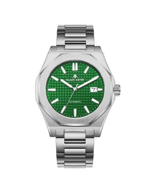 Montre automatique en acier inoxydable Fortress King argentée