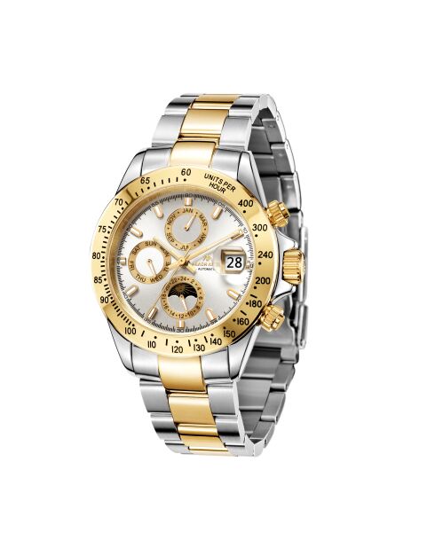 Montre automatique en acier inoxydable Commandant argenté/dorée