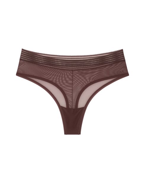 String Tempting Sheer String met hoge taille, decadente chocolade