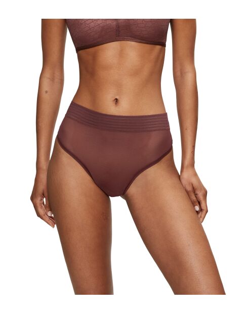 String Tempting Sheer String met hoge taille, decadente chocolade